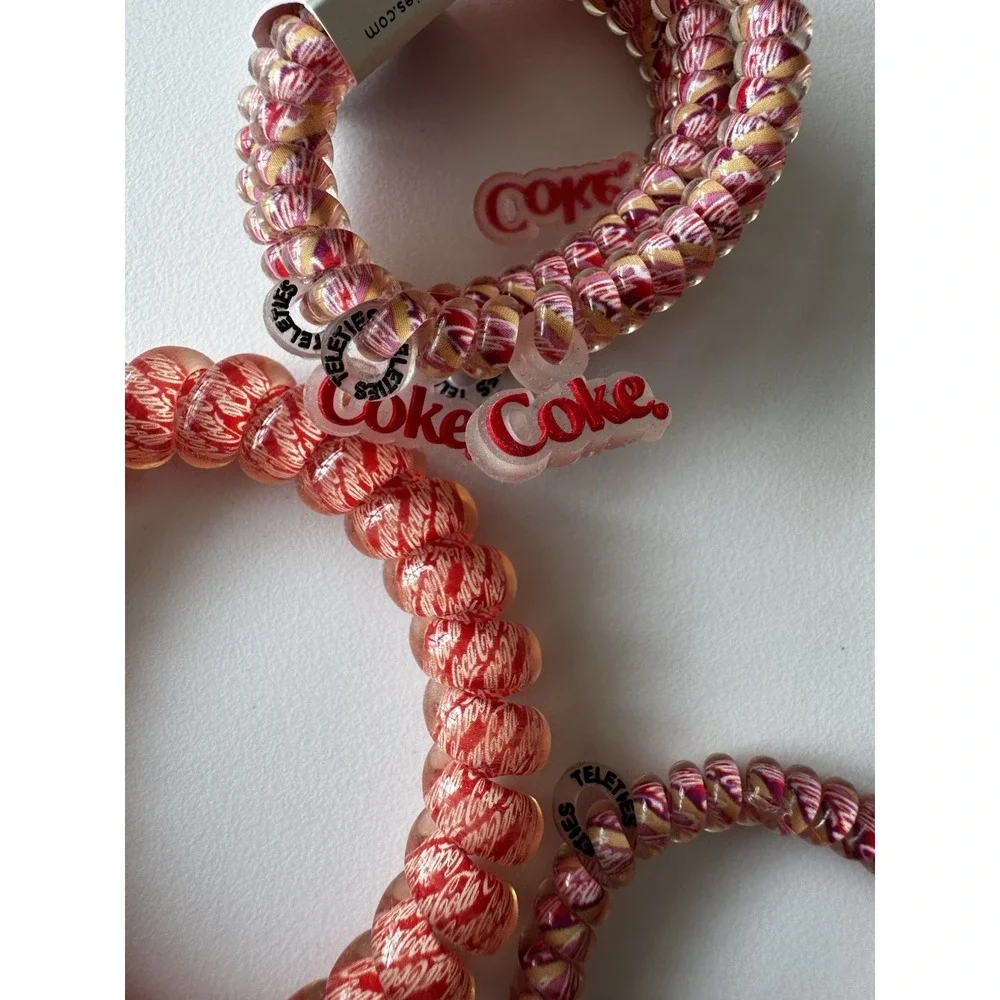 TELETIES X Coca-Cola Spiral Hair Coils Ponytail Hair Ties Set Variety Sizes